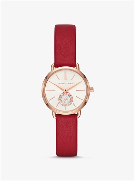 michael kors petite portia rose gold-tone and leather watch|Michael Kors Women's Portia Rose Gold.